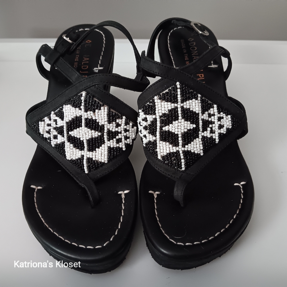 Donald J. Pliner Black and White Beaded Sandals
